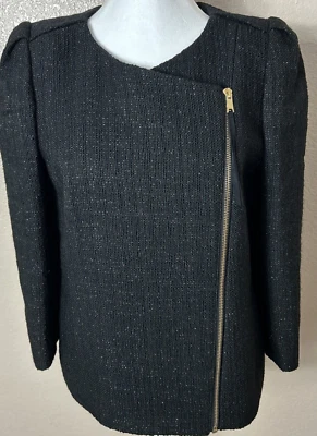 Ann Taylor Women Black Gold Metallic Thread Knit Textured Business Jacket Reg 10 - Изображение 1 из 4