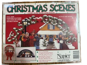 NEW Vintage Napier Christmas Scenes Wood Painting Pattern Craft Seasons Greeting - Picture 1 of 9