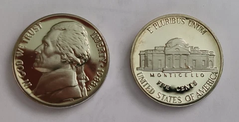 1988 S Proof United States Jefferson Nickel 5c Coin Cover