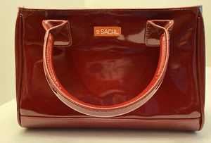 Sachi Thermal Insulated Burgundy Patent Double Handheld Zip Closure - Picture 1 of 6
