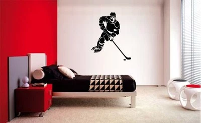 CALCOMANÍA DE JUGADOR DE HOCKEY PARED VINILO DECORACIÓN PEGATINA DORMITORIO DEPORTES NIÑOS NIÑOS ARTE Foto 1 de 2