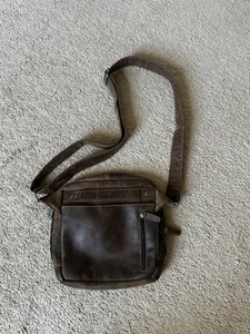 Adrian Klis Brown Distressed Leather Small Crossbody Bag - Picture 1 of 7