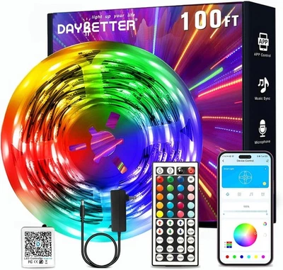 100Ft LED Strip Lights, Smart Light with App Remote Control, RGB LED Lights for  - Image 1 of 4