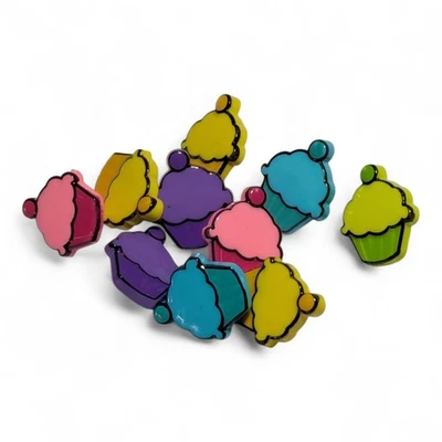 11mm Cupcake Buttons - Assorted Colours - Choice of Pack Sizes - Image 1 of 3