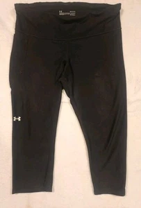 Under Armour Capri Athletic Black Pants Size Large Heat Gear Compression Womens - Picture 1 of 11
