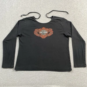Camicia Harley Davidson donna XL nera biker Orlando Florida MADE IN USA Y2K - Foto 1 di 18