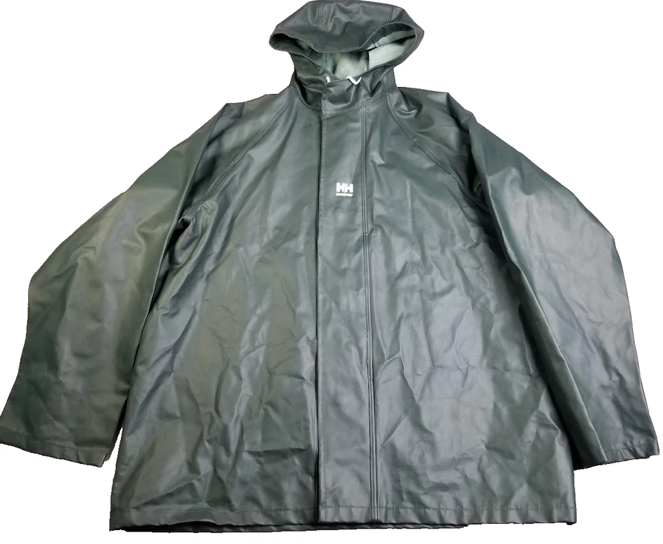 Helly Hansen Workwear Jacket Mens L Green PVC Rain Fishing Sailing Work VTG HH - Image 1 of 4