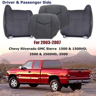 Cubierta de asiento de tela delantera gris para Chevy Silverado 1500 2500 3500 2003-07 ambos lados Foto 1 de 4