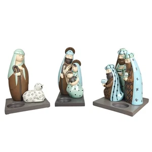 Vintage Partylite Modern Nativity Candle Holder Ceramic Set of 3 - Picture 1 of 11