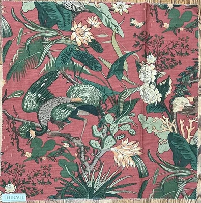 THIBAUT Tidewater Low Country Red 26x26 Vicose/Cotton/Nylon Fabric Sample - Image 1 of 3