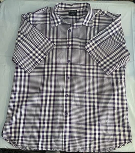 Numen Shirt Mens Large White Purple Button Up Short Sleeve Pocket Casual - Picture 1 of 10