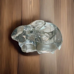 Vtg  Clear Crystal Glass Bunny Rabbit Tealight Votive Candle Holder - Picture 1 of 6