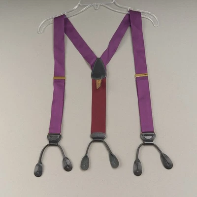 Trafalgar 吊带紫色丝绸勃艮第弹力黑色皮革纽扣风格 — 第 1/4 张图片