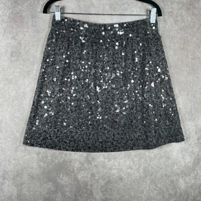 Garnet Hill Mini Skirt Womens Medium Black Sequins Pull On Lined Casual Party - Image 1 of 4