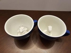 Lot of (2) Ceramic Creature Cups Teacup Coffee Mug Dinosaurs - TREX & TRI TOPS - Picture 1 of 4