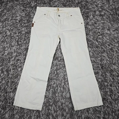 7 For All Mankind Pants Womens 27 White Corduroy Bootcut Made USA 100% Cotton - Image 1 of 4