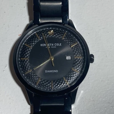 Reloj Hombre Kenneth Cole NY Diamante Lujo Negro KC50196002 Funciona Nuevo Batt Foto 1 de 4