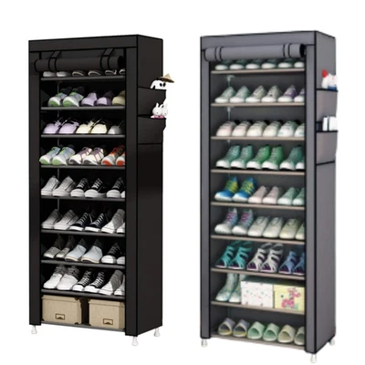 9 Tier Shoe Rack Storage Organizer with Fabric Canvas Shelf Organiser 24 Pairs - Image 1 of 4