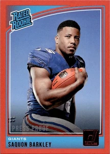 2018 Saquon Barkley Panini Donruss RATED ROOKIE RED PRESS PROOF Rc #306 Giants - Picture 1 of 2
