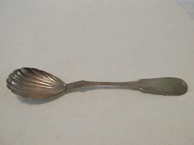 Antique Coin Silver SERVING SPOON I Reed & Son PHila Shell Bowl Fiddle 1830-1864 - Image 1 of 4