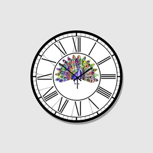 Peacock Colorful Wild Bird Animal Art Wall Clock a Hanging Time Piece - Picture 1 of 2