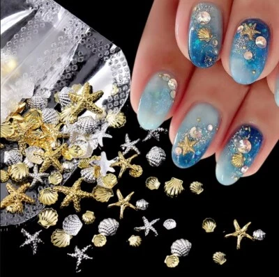 MARKENLOS 3D Nagel Sticker Design Formen Nail Art Muschel Seestern Meer Unterwasser