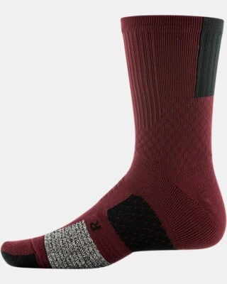 NWT Under Armour Unisex Curry ArmourDry Playmaker Mid Crew Socks 8.5-13 Deep Red - Image 1 of 3