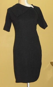 Calvin Klein Dress ~ Folded Zipper Collar ~ Sweater Sheath ~ Gray S ~ Below Knee - Picture 1 of 12