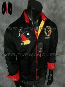 Mens ABSOLUTE REBELLION Black Shirt Embroidered WORLD CUP SOCCER GERMANY - Picture 1 of 10