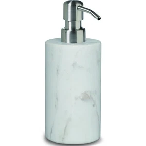 Marble Soap Dispenser With Rust Proof Stainless Steel Pump Refillable White Hand - Picture 1 of 6