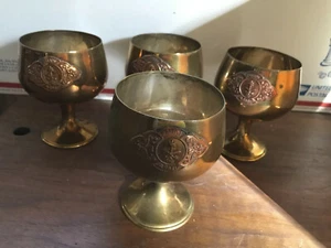 Set of 4 Saudi Arabia Brass & Copper Goblets - Picture 1 of 4