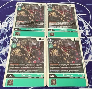 x4 Entmon EX3-043 R Playset Digimon TCG Draconic Roar - Picture 1 of 1