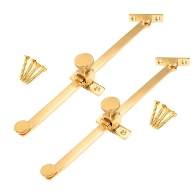 2 x Polished Brass Sliding Window Stay & Screws Handle Pull Lock Catch Casement - Image 1 of 4