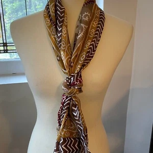 Vintage scarf/wrap 60 x 15" gold red and white extra long - Picture 1 of 5