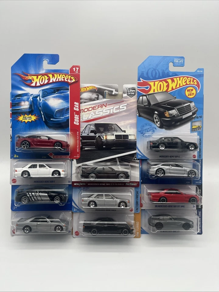 Hot Wheels Mercedes-Benz LOT OF 11 500-E, 560 SEL AMG, 190-E, CLK DTM, 1/64 - Image 1 of 4