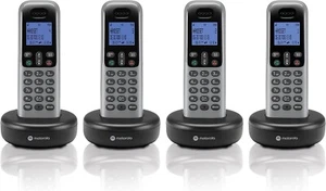 NEW Motorola T604 Dark Grey Digital Cordless Phone System 4 Handsets Office - Picture 1 of 1