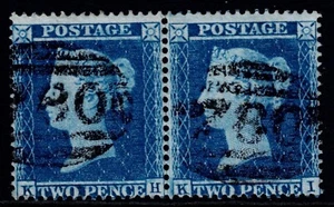 1855 2d Blue SG 20a Plate 5 KH-KI Scarce Pair Lightly Cancelled Cat. £700.00 - Picture 1 of 1