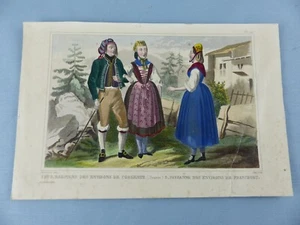 GRAVURE ancienne vers 1850 costumes habitants COBLENTZ FRANCFORT ALLEMAGNE ,18 - Imagen 1 de 2