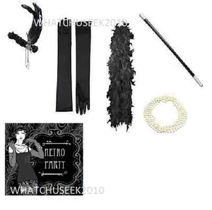 RETRO PARTY SET ZUBEHÖR GATSBY FLAPPER CHARLESTON 1920ER DAMEN SCHICKKLEID - Bild 1 von 16