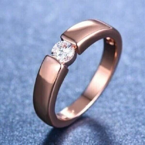 Anillo de compromiso solitario de diamantes creado en laboratorio de 2 quilates acabado sólido de oro rosa de 18 quilates - Imagen 1 de 1