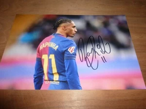 RAPHINHA signed 12x8 PHOTO BARCELONA BRAZIL + COA - Picture 1 of 2