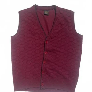Vintage Burgundy knitted wool sweater vest cardigan. - Picture 1 of 6