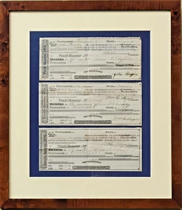 Rare 1874-1877 US Postal Checks Mail Route Treasury Documents Nicely Framed - Picture 1 of 6