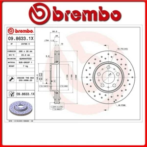 09.8633.1X#40 DISCO FRENO ANTERIORE SPORTIVO BREMBO XTRA VOLVO V70 II (SW) 2.3 1 - Foto 1 di 1