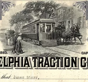 1924 Philadelphia Traction Co. Stock Certificate Trolley Wagon Vignette Railway - Picture 1 of 3