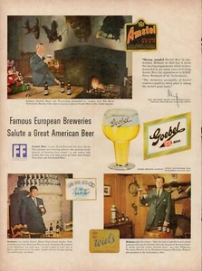 1954 Beer Goebel Amstel Wiel's Henninger Vintage Print Ad European American USA - Picture 1 of 8