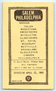 Fahrplan Öffentlicher Dienst Bus Philadelphia PA nach Salem NJ 12. April 1969 - Bild 1 von 4