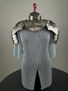 Tapfere Lady Rüstung - Mittelalter Ritter Gorget Pouldron Rüstung mit Kettenhemd - weiblich - Bild 1 von 12