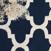 Extra Large Rug Navy Blue Ivory Indoor/outdoor Trellis Moroccan Carpet 230x320cm