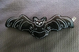 Rare SOURPUSS Bat Cushion Pillow Black Embroidered Small Plush Retro Halloween - Picture 1 of 6